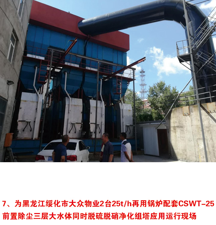 為黑龍江綏化市大眾物業2臺25t/h再用鍋爐配套CSWT-25 前置除塵三層大水